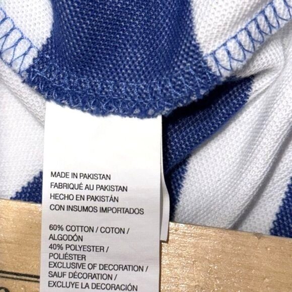 Izod Advantage Performance Natural Stretch Polo Shirt XXL Blue & White Striped - Picture 4 of 7